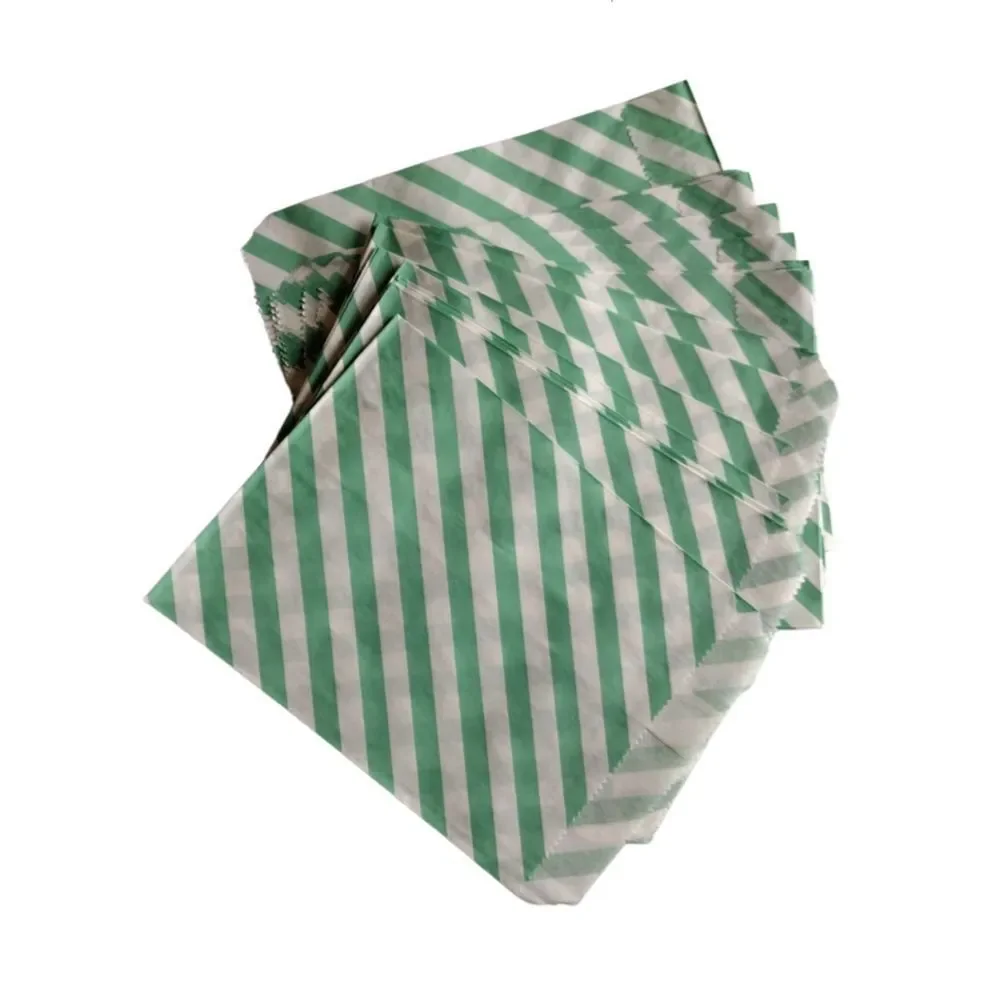 Craft Clouds 5X7 Paper Gift Bags Candy Teal Stripes Merchandise Bag‎ 100 Pcs
